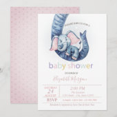 Invitation Bébé Éléphant Mignon à Points Baby Shower (Devant / Derrière)