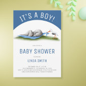 Invitation Bébé Eléphant mignon Douche garçon