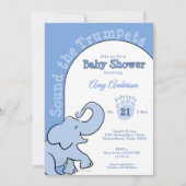 Invitation Bébé éléphant mignon Fête bébé bleu (Devant)