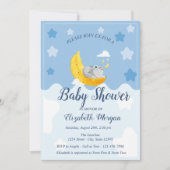 Invitation Bébé éléphant mignon, Lune Banane (Devant)