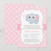 Invitation Bébé éléphant moderne pois Baby Shower (Devant / Derrière)