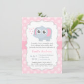Invitation Bébé éléphant moderne pois Baby Shower (Debout devant)