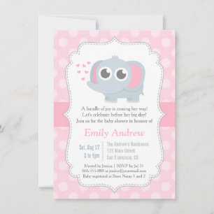 Invitation Bébé éléphant moderne pois Baby Shower