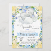 Invitation Bébé éléphant & nuage garçon baby shower invitatio (Devant)
