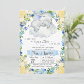 Invitation Bébé éléphant & nuage garçon baby shower invitatio (Debout devant)