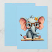Invitation Bébé Éléphant Sage (Devant / Derrière)