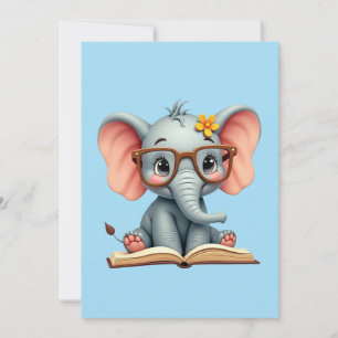 Invitation Bébé Éléphant Sage