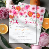 Invitation Bébé en agrumes de fleurs et Baby shower floral ro