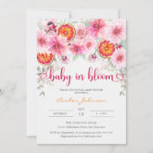 Invitation Bébé en agrumes de fleurs et Baby shower floral ro (Devant)
