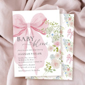 Invitation Bébé en Baby shower de la cou rose en fleur