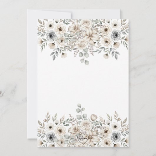 Invitation Bébé en baby shower de tonalités neutres en fleur (Dos)