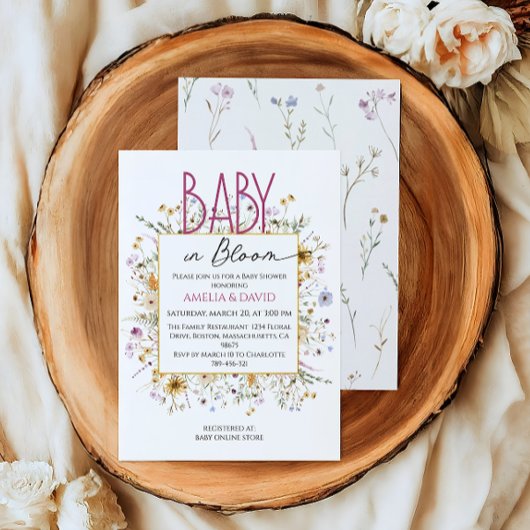 Invitation Bébé en Baby shower floral chic en fleur