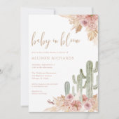 Invitation Bébé en Bloom boho cactus pampas herbe baby shower (Devant)