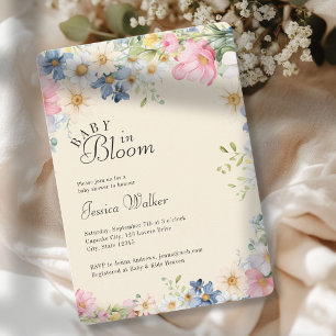 Invitation BÉBÉ EN BLOOM ! Fleur sauvage, Baby shower