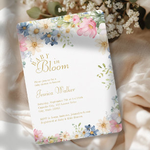 Invitation BÉBÉ EN BLOOM ! Fleur sauvage, Baby shower