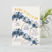 Invitation Bébé en Bloom Gold Arch Baby shower Rose bleu (Debout devant)
