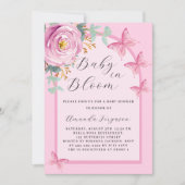 Invitation Bébé en Bloom rose papillon Baby shower arc (Devant)