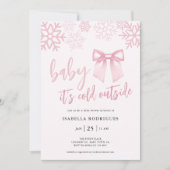 Invitation Bébé en Bow rose Son Baby shower extérieur froid (Devant)