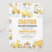 Invitation Bébé en construction Baby shower (Devant / Derrière)