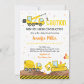 Invitation Bébé en construction Baby shower de camionnettes p (Devant)