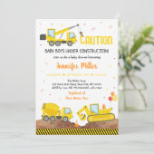 Invitation Bébé en construction Twin Boy Baby shower Camion (Debout devant)