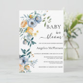 INVITATION BÉBÉ EN COULEUR D'EAU BLOOM APRICOT FLEURS SAUVAGE (Debout devant)