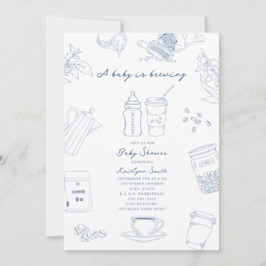 Invitation Bébé en cours de préparation Toile Café Garçon Bab (Devant)