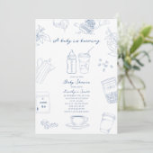 Invitation Bébé en cours de préparation Toile Café Garçon Bab (Debout devant)