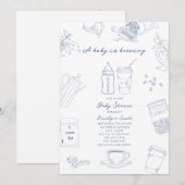 Invitation Bébé en cours de préparation Toile Café Garçon Bab (Devant / Derrière)