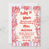 Invitation Bébé en Fleur à la main en fleurs Baby shower rétr (Devant)