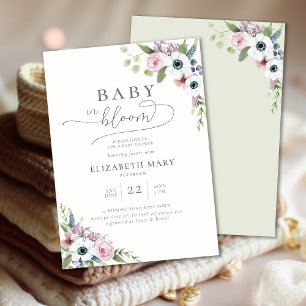 Invitation Bébé en Fleur Anémones Cadre Baby shower Floral