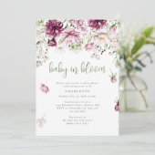 Invitation Bébé En Fleur Aquarelle Baby shower Floral (Debout devant)