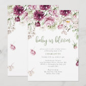 Invitation Bébé En Fleur Aquarelle Baby shower Floral (Devant / Derrière)