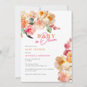 Invitation Bébé En Fleur Aquarelle Baby shower Floral (Devant)