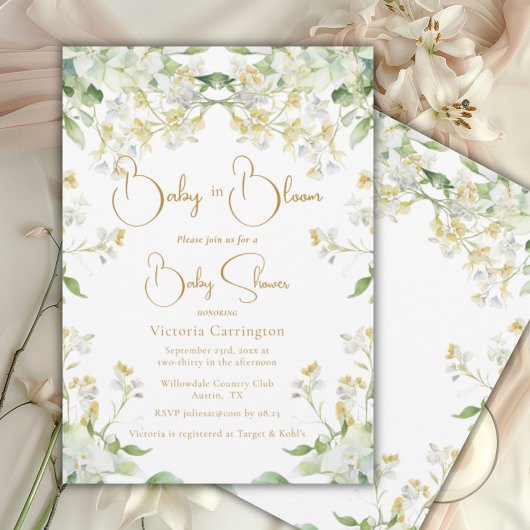 Invitation Bébé en Fleur Aquarelle Baby shower Floral