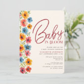 Invitation Bébé en Fleur Aquarelle Baby shower Floral (Debout devant)