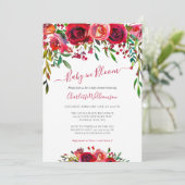 Invitation Bébé En Fleur Aquarelle Florale Fille Douche (Debout devant)