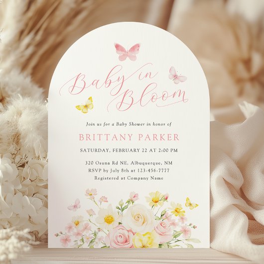 Invitation Bébé en Fleur Arc Baby shower floral