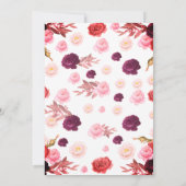 Invitation Bébé en fleur avec aquarelle rose rousse bordeaux (Dos)