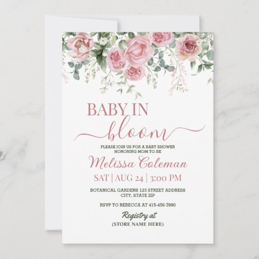Invitation Bébé en Fleur Baby Shower (Devant)