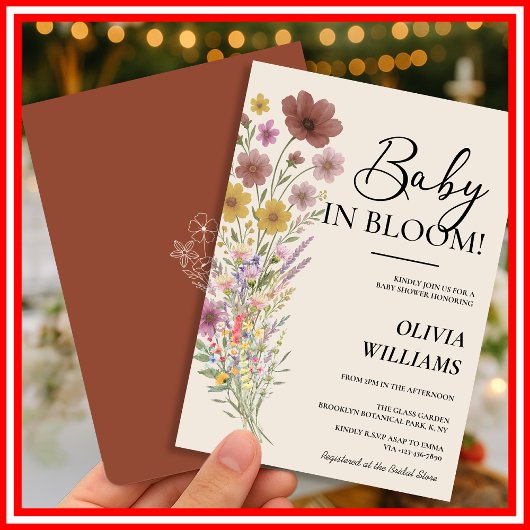 Invitation Bébé en Fleur Baby Shower