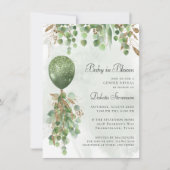 Invitation Bébé en fleur | Baby shower à ballon et à l'eucaly (Devant)