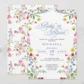 Invitation Bébé en fleur Baby shower aquarelle Floral (Devant / Derrière)