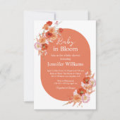 Invitation bébé en fleur, baby shower boho brun fleuri arche (Devant)