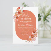 Invitation bébé en fleur, baby shower boho brun fleuri arche (Debout devant)