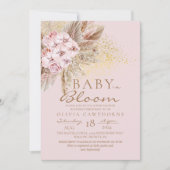 Invitation Bébé en fleur Baby shower Boho rose pâle (Devant)