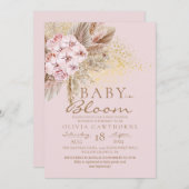 Invitation Bébé en fleur Baby shower Boho rose pâle (Devant / Derrière)