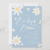 Invitation Bébé En Fleur Baby shower Daisy Dusty Blue (Devant)