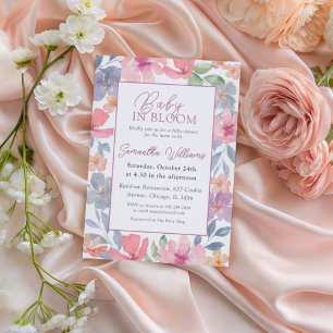 Invitation Bébé en Fleur Baby shower d'aquarelle rose