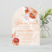 Invitation bébé en fleur, baby shower d'arc orangé fleuri (Debout devant)